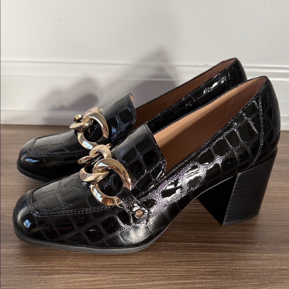 Antonio Melani Leather Harpez Square Toe Heel Pumps Shoes Sz 8 NEW
